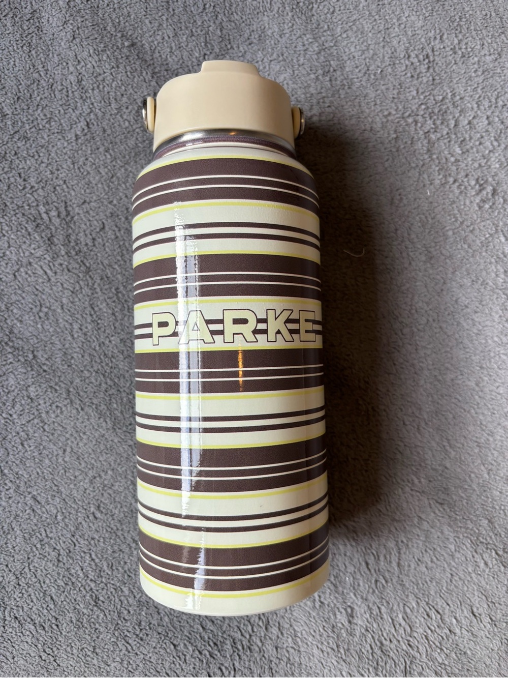 PARKE NYC Brown Stripe Water Bottle